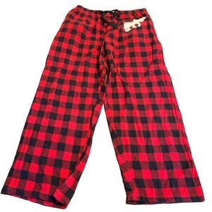 Unisex Lazy One Red Black Plaid Moose Flannel Pajama Pants Loungewear XL